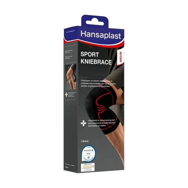 Hansaplast Kniebandage Schwarz – Rot 1